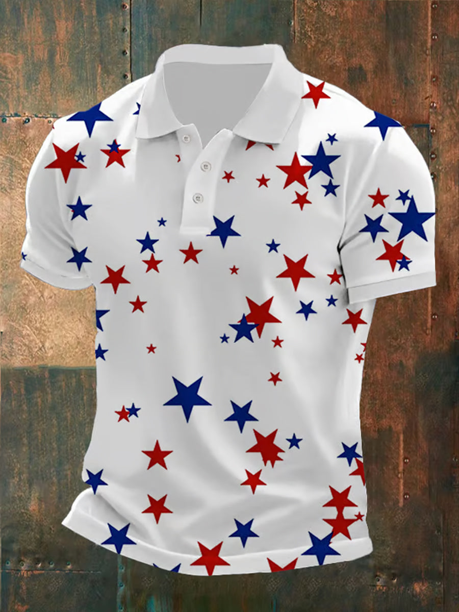 Men's Independence Day Art Print Casual Polo