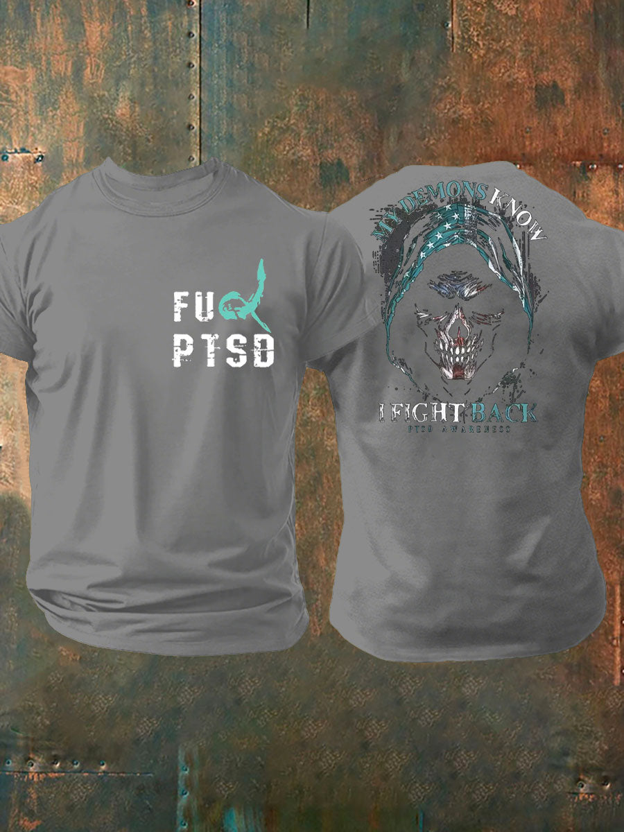 Men's PTSD Awareness Veteran Printed T-shirt