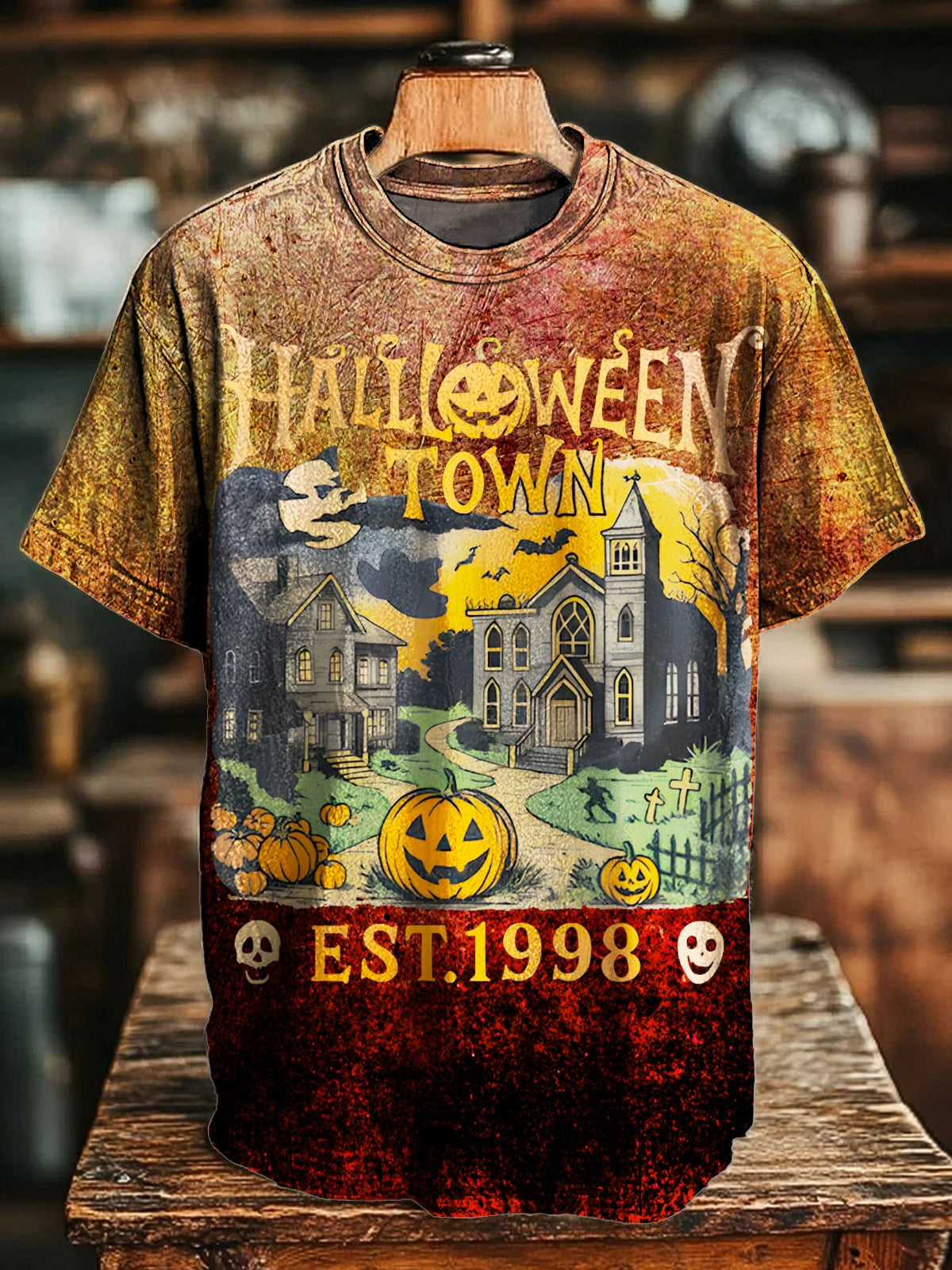 Halloweentown Est 1998 Vintage 90s Style Crew Neck T-shirt
