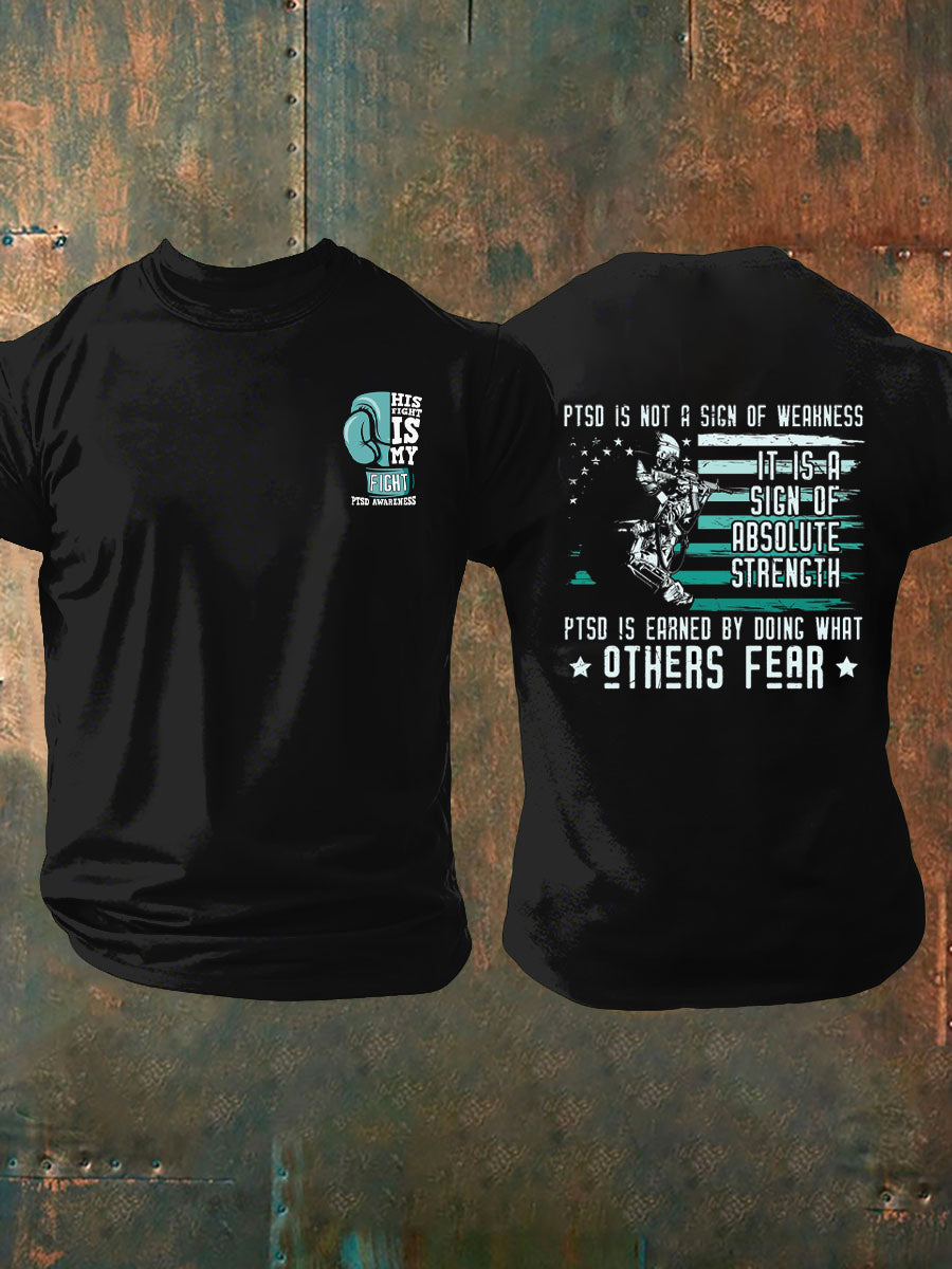 Men's Vintage PTSD Cognitive Veteran Print T-Shirt