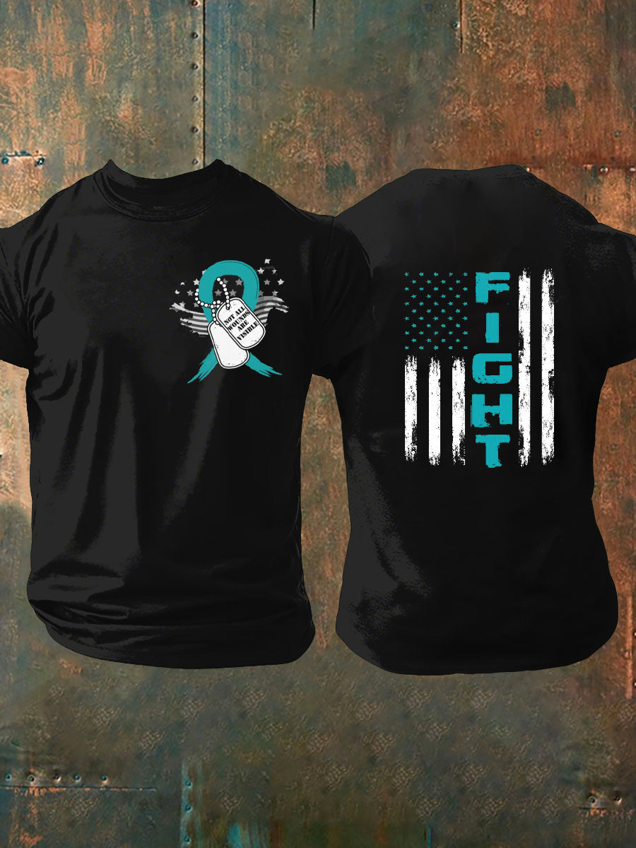 Men's Vintage PTSD Cognitive Veteran Print T-Shirt