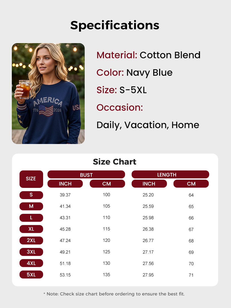 Women's Retro American Independence Day Long-Sleeve Top