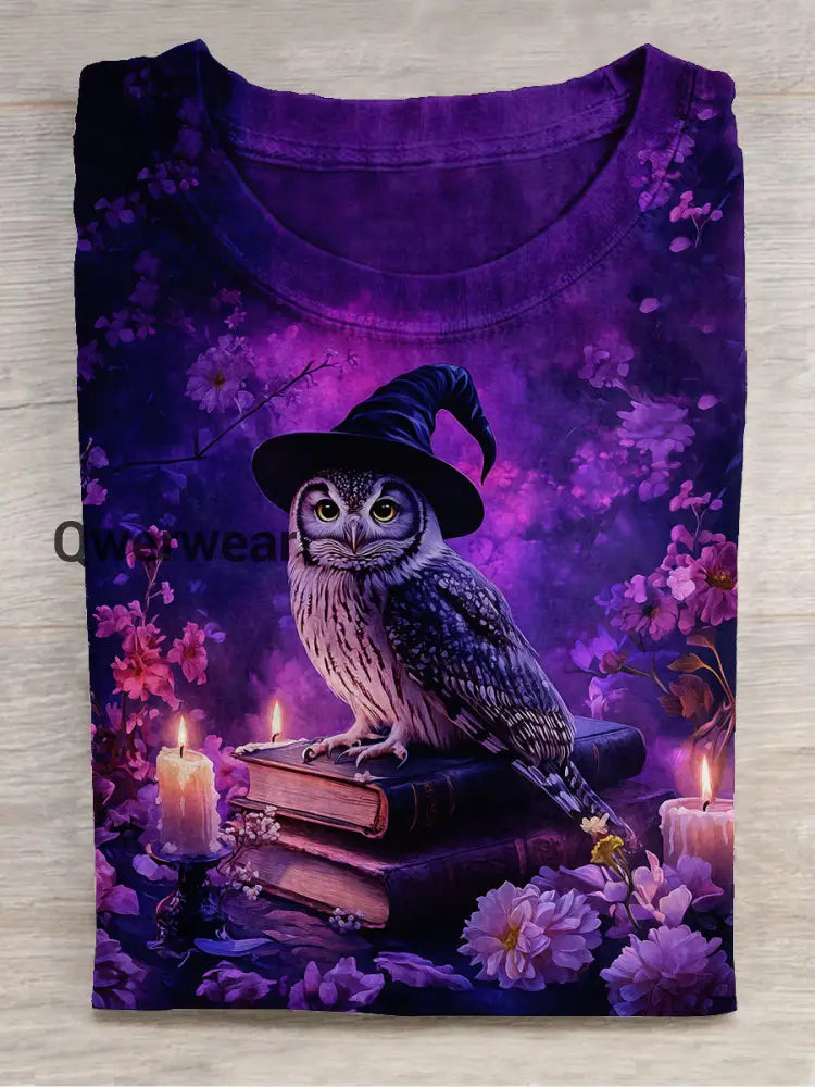 Book Art Print Unisex Round Neck Short Sleeve Casual T-Shirt Deep Purple / S