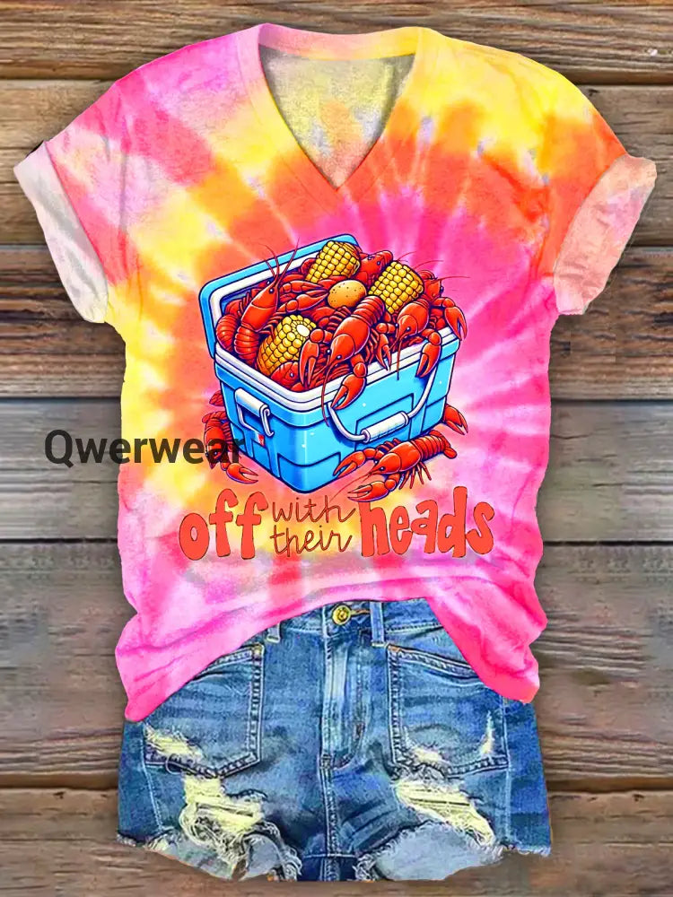 Crawfish Watercolor V-neck T-Shirt-TS-CF-7