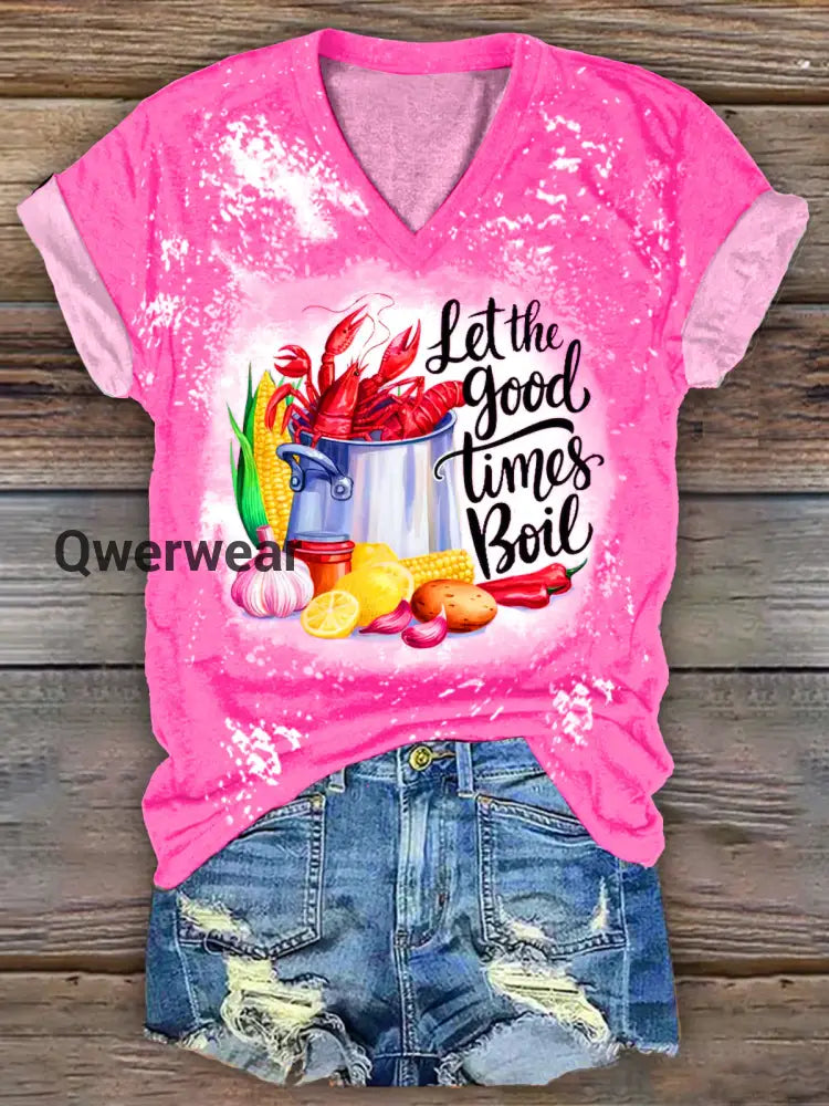 Crawfish Watercolor V-neck T-Shirt-TS-CF-8