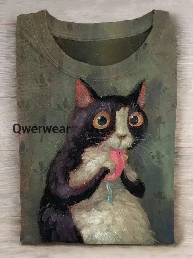 Funny Cat Art Print T-shirt