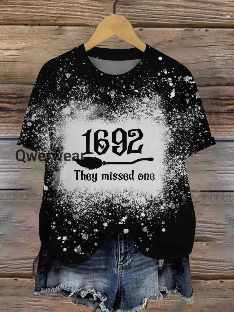 Magic Witch Art Shirt Printed Round Neck Short Sleeve Casual T-shirt Black / S