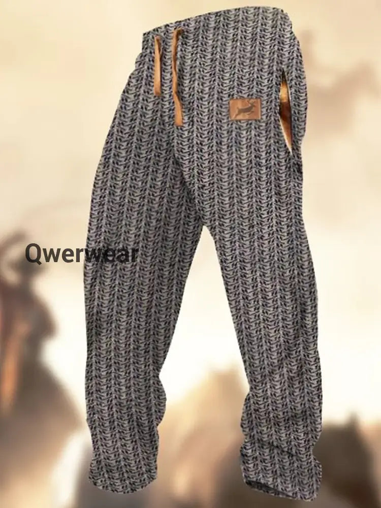 Men’s Fashion Art Print Drawstring Loose Pants A / S