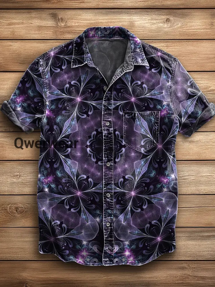 Men’s Hawaiian Retro Abstract Art Print Short Sleeve Pocket Shirt A / S