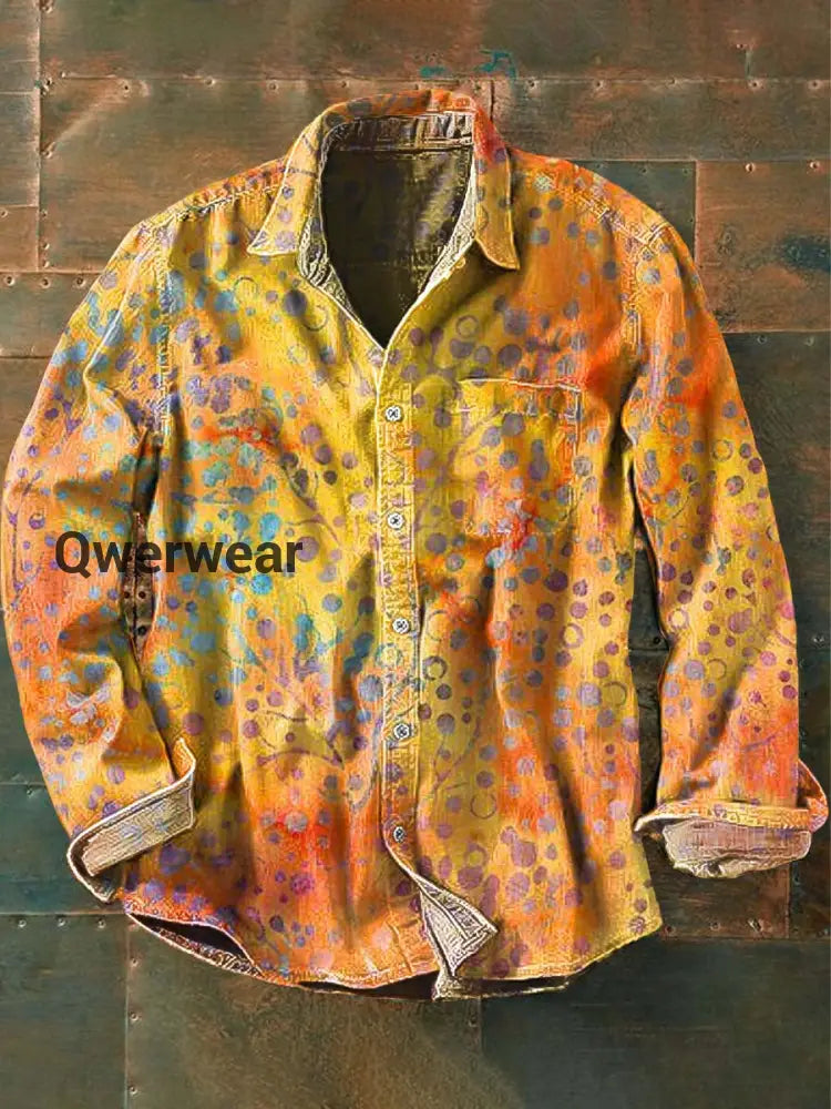 Mens Vintage Floral Print Casual Long Sleeve Shirt As picture / S Mens shirts