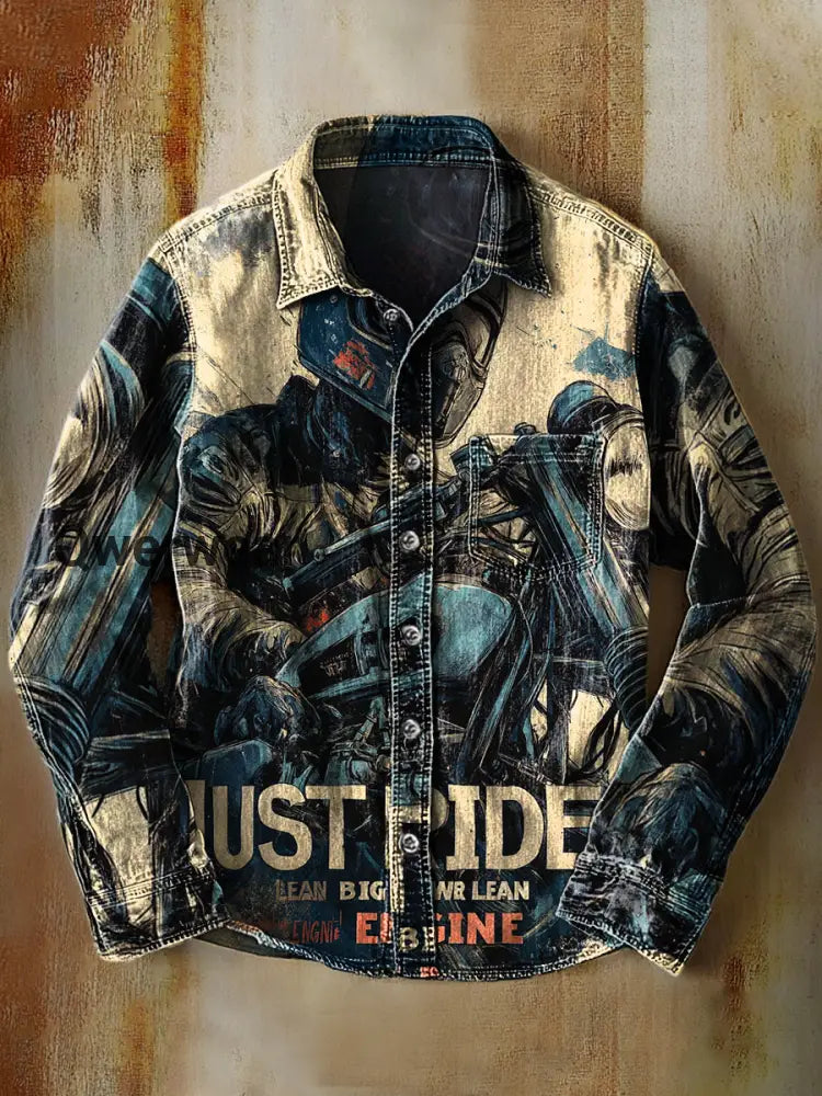 Retro Abstract Gradient Art Print Casual Long Sleeve Shirt A / S