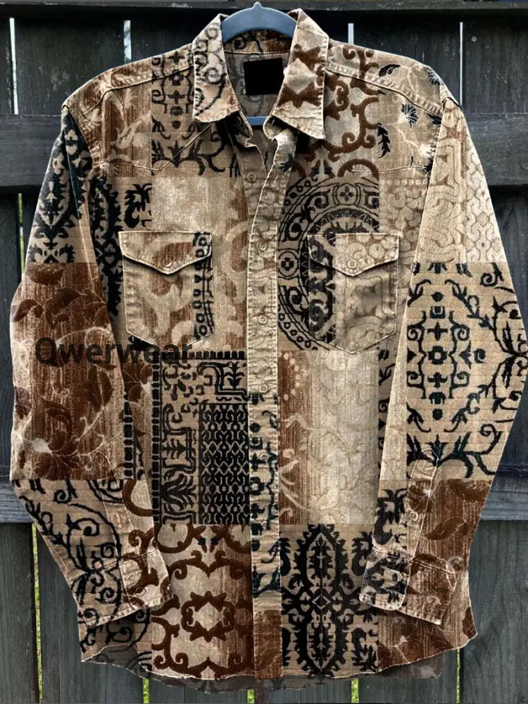 Retro Art Abstract Graffiti Art Print Long Sleeve Casual Shirt A / S Mens shirts