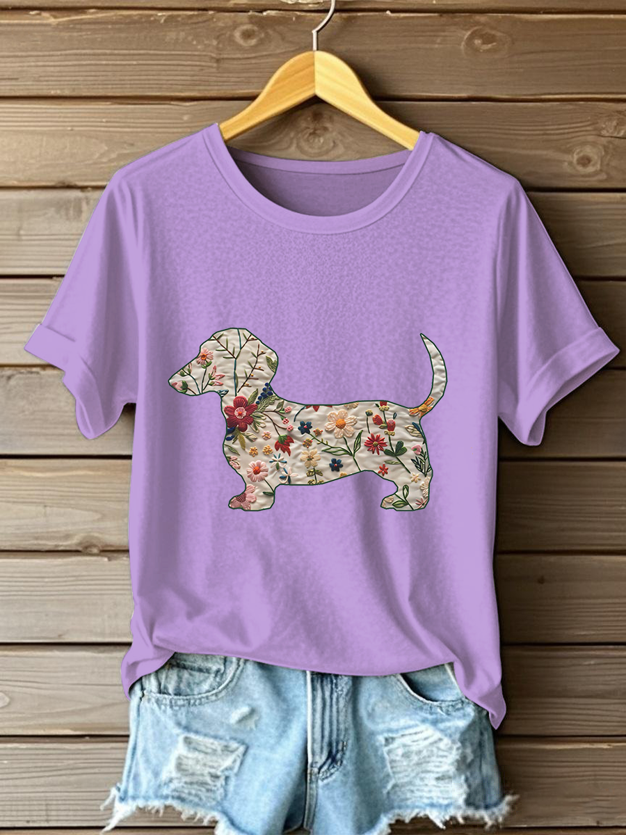 Women's Dachshund Printed Casual T-Shirt