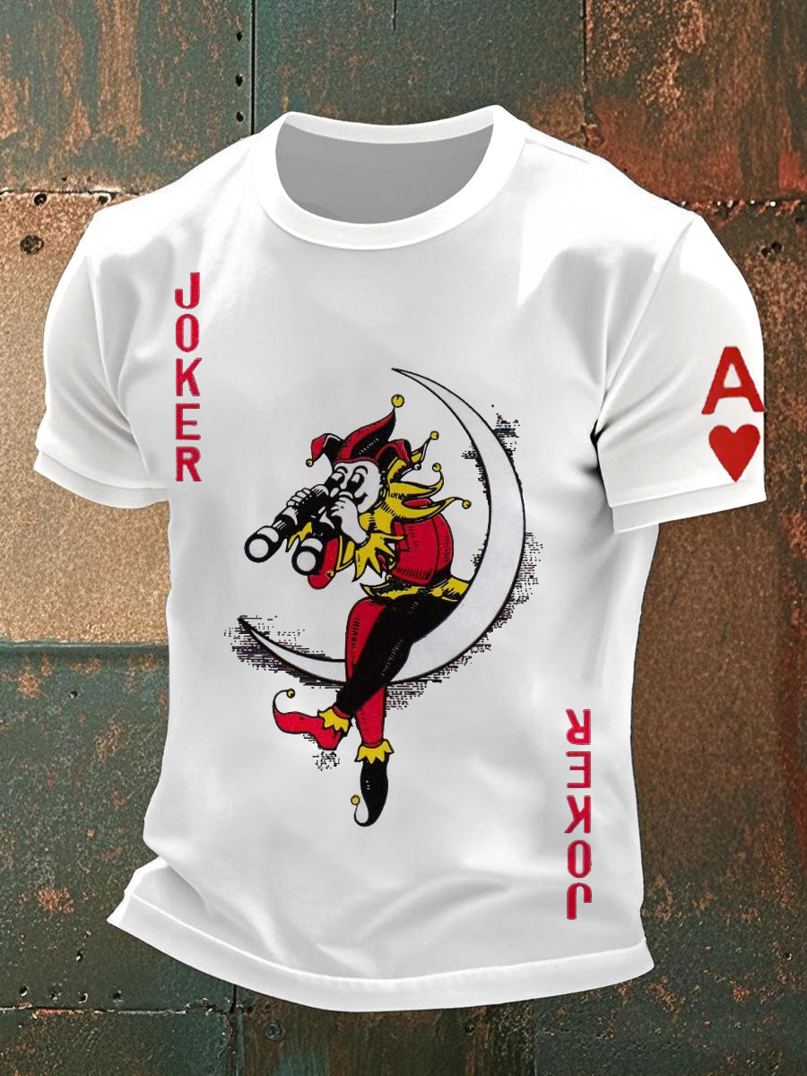 Men's Vintage Poker Pattern Casual T-Shirt