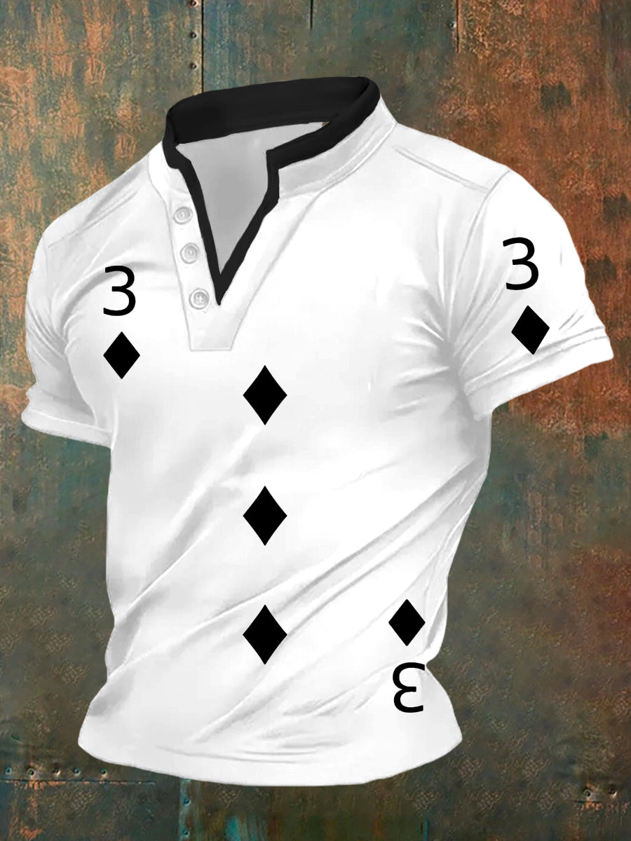 Men's Retro Poker Art Casual Polo Shirt