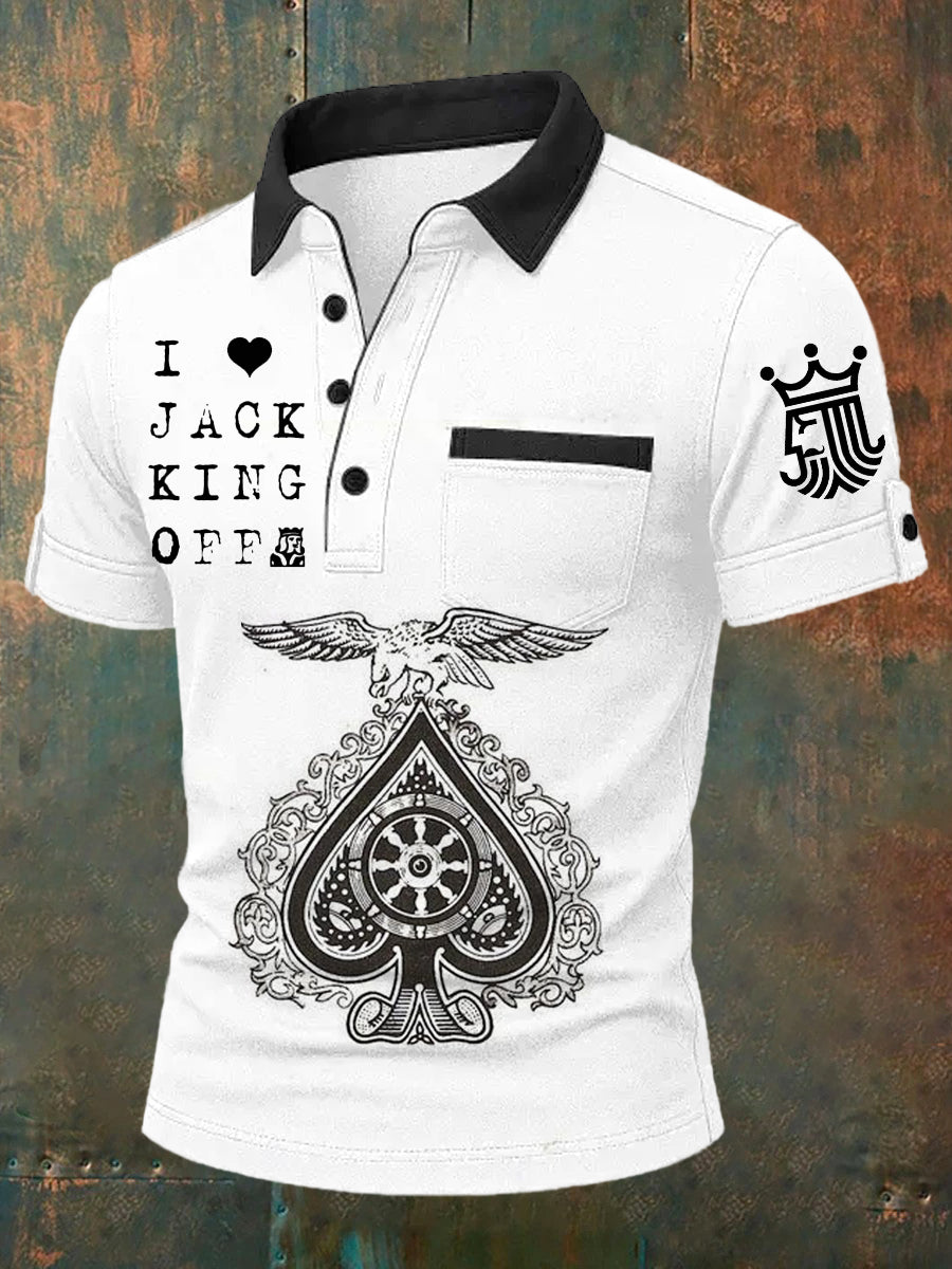 Men's Retro Poker Art Casual Polo Shirt