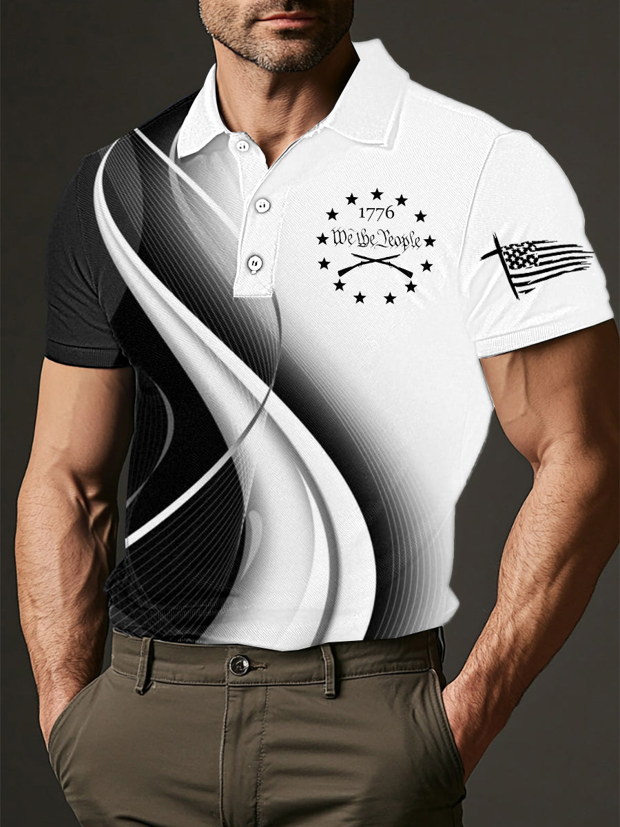Men's 1776 We The People Cross Flag Printed Shirt
