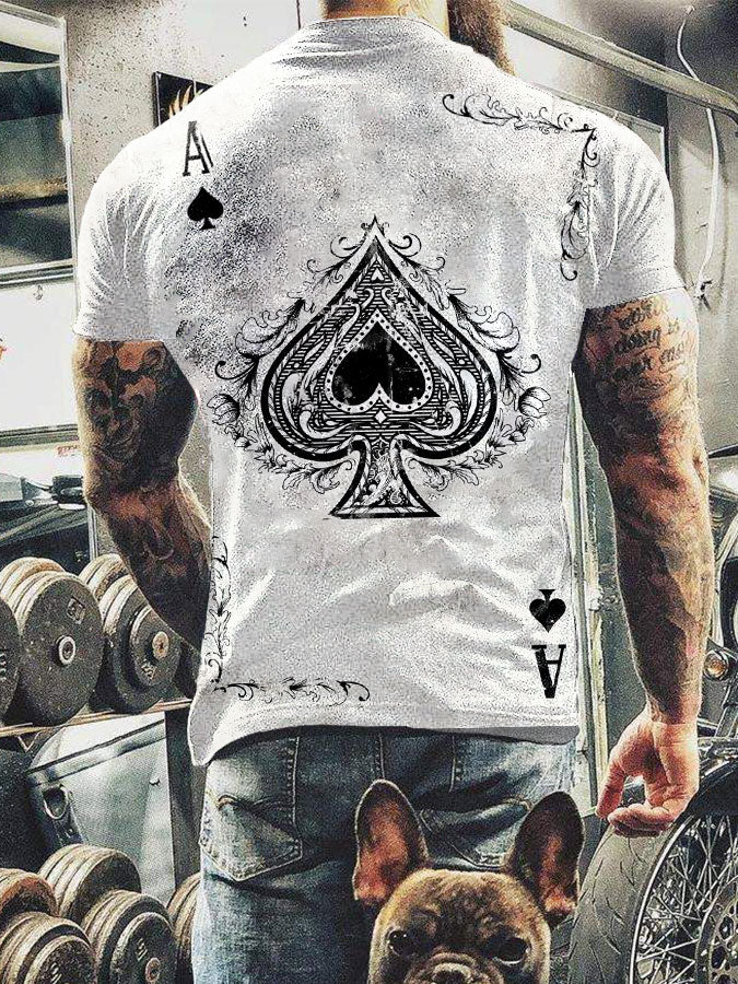 Men's poker Ace of Spades casual t-shirts