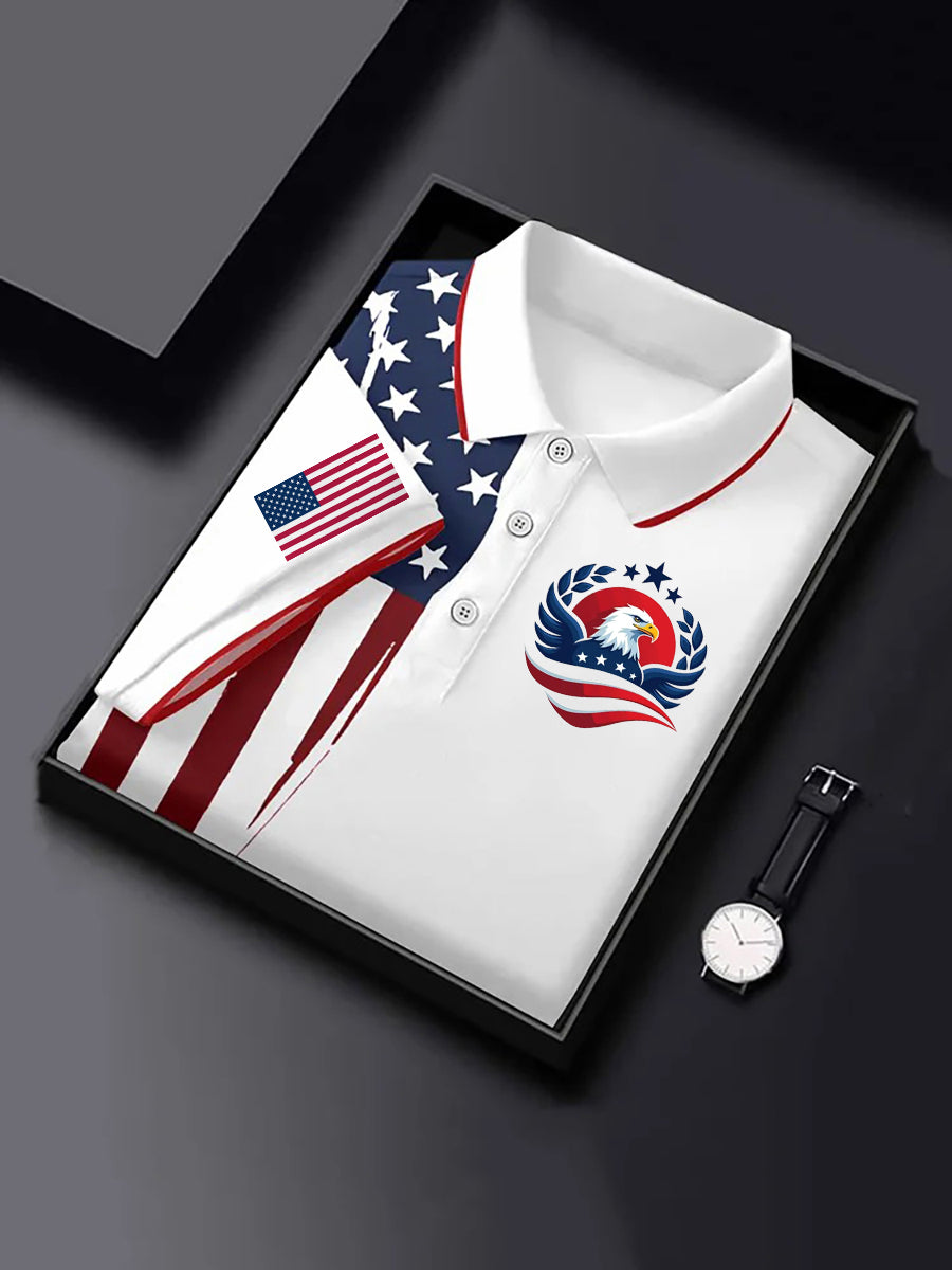 Men's Vintage American Flag Casual Shirt