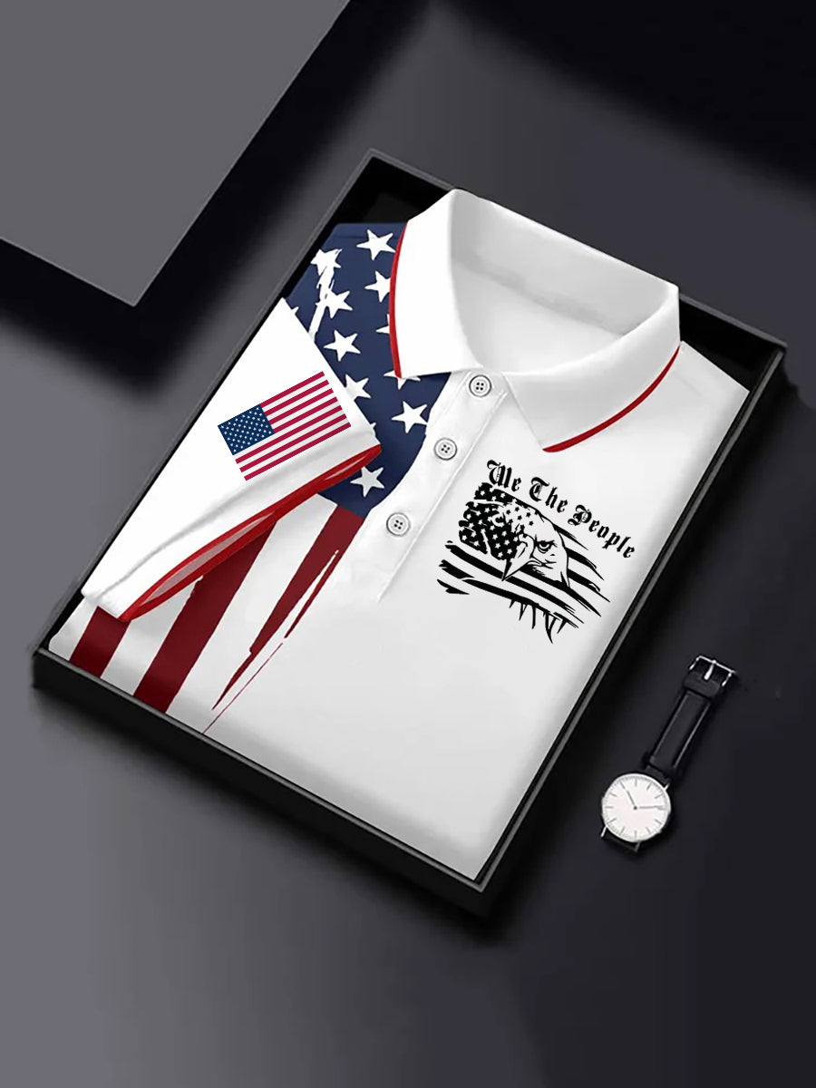 Men's Vintage American Flag We The People Casual Shirt
