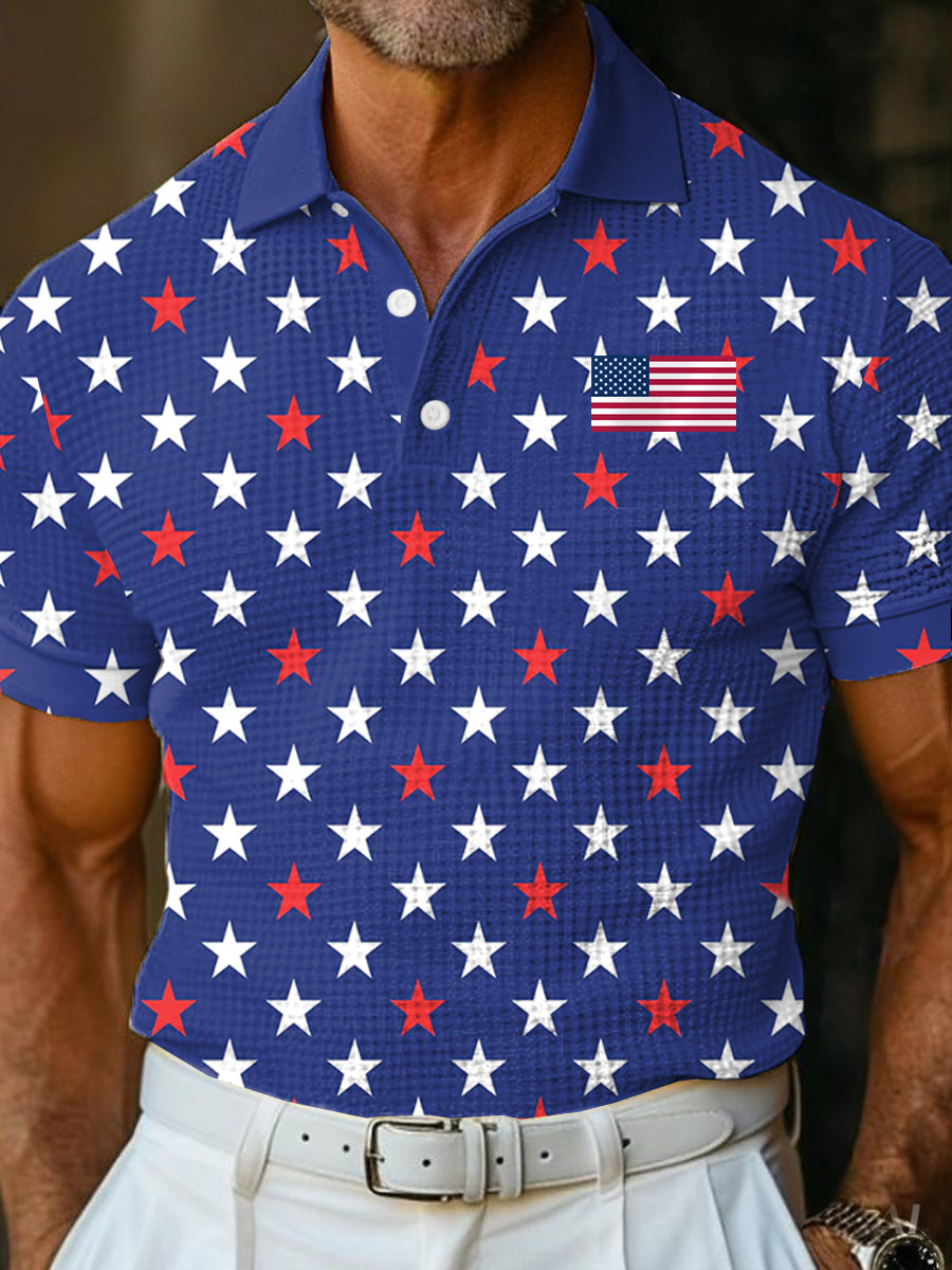 Men's 4th of July USA Flag Print Golf Shirt