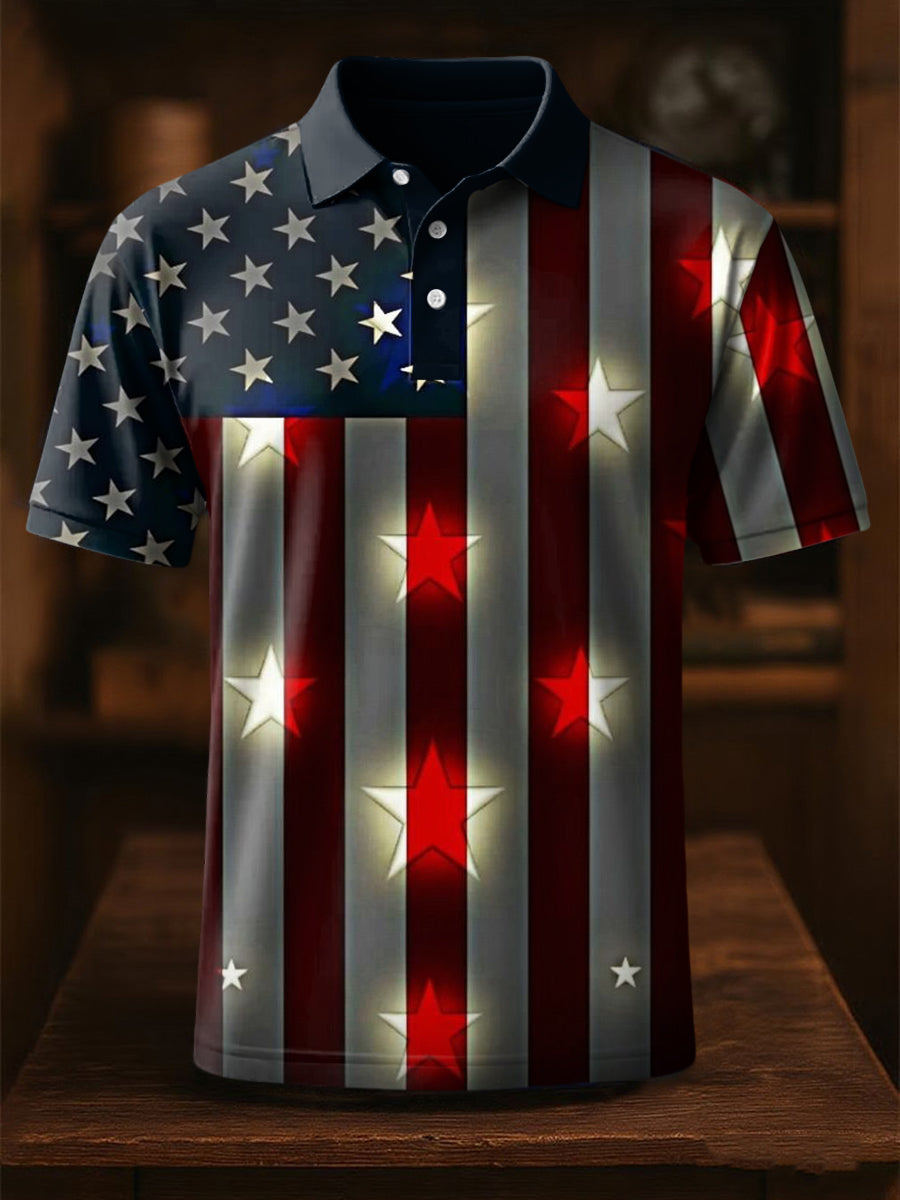 Men's Independence Day USA Flag Print Casual Top