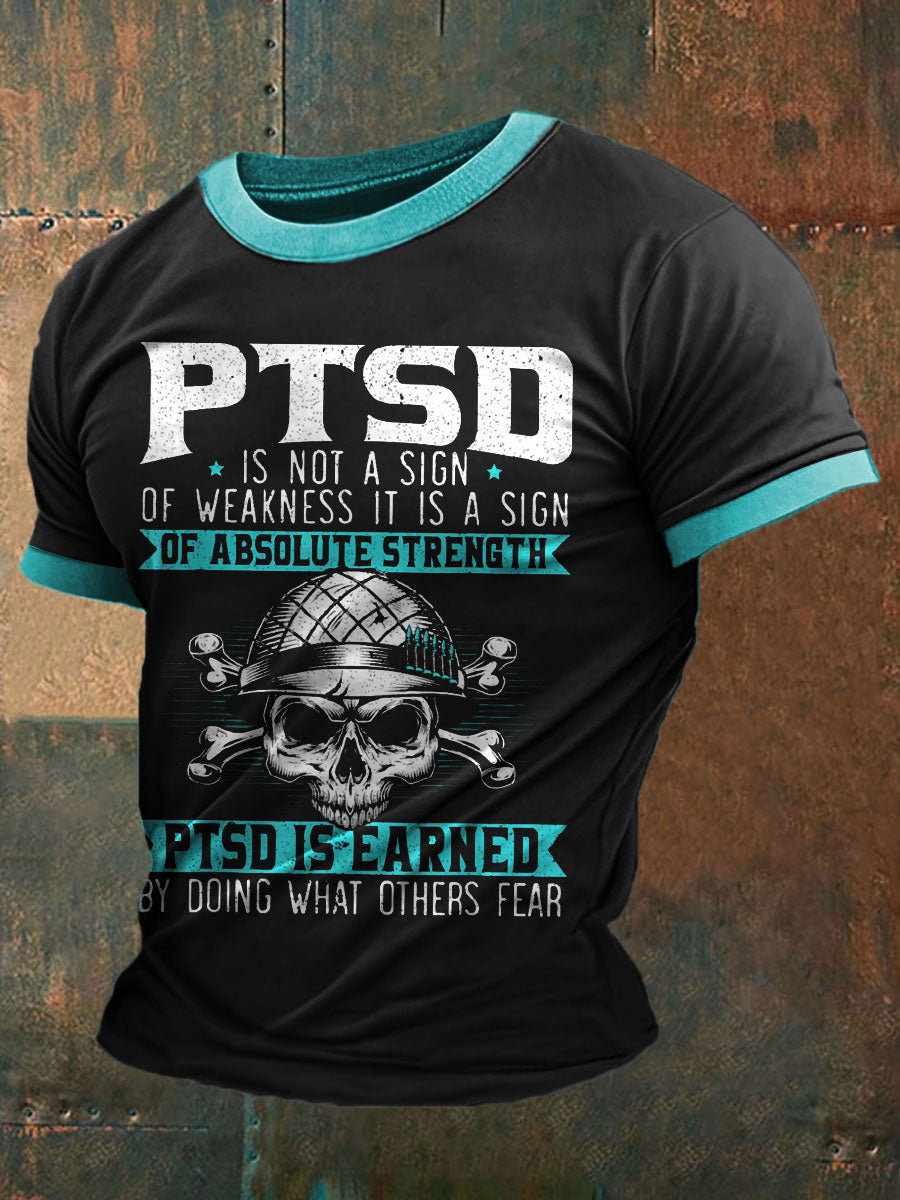 Men's PTSD Awareness Veteran Printed T-shirt