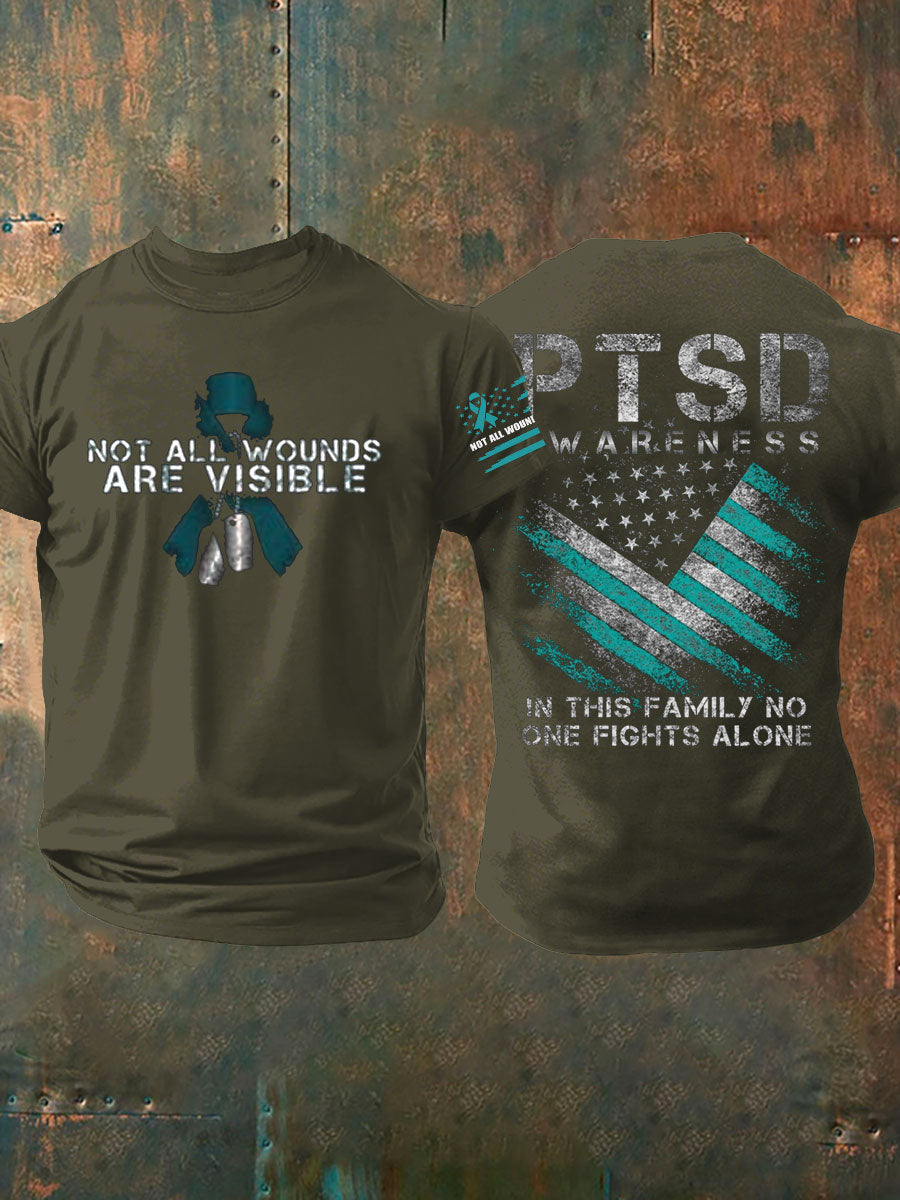 Men's PTSD Awareness Veteran Printed T-shirt