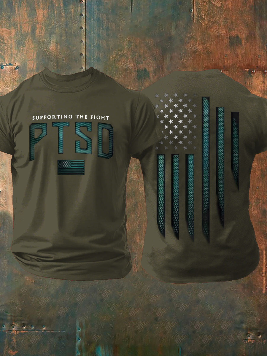 Men's PTSD Awareness Veteran Printed T-shirt