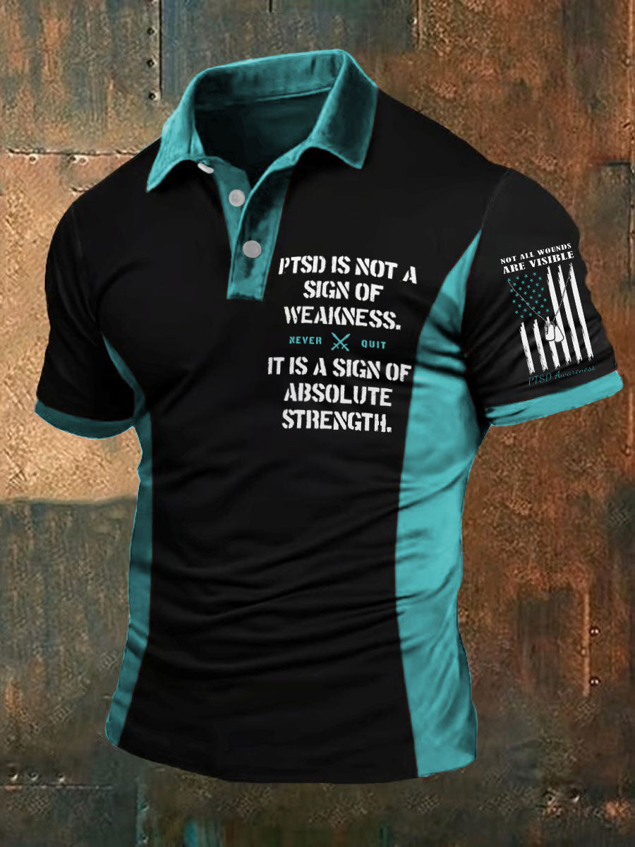 Men's PTSD Awareness Veteran Printed Casual Tops