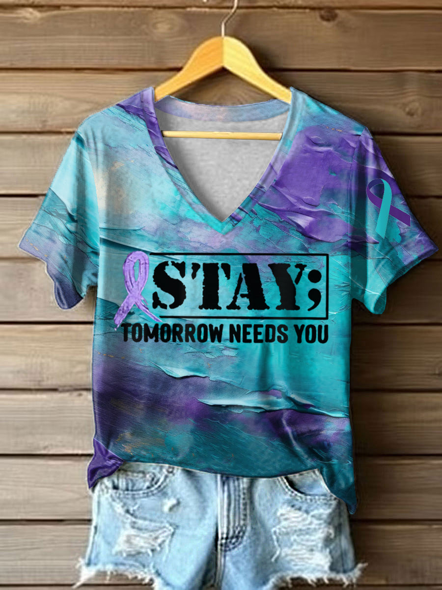 Women's Stay Tomorrow Needs You Suicide Awareness T-shirt