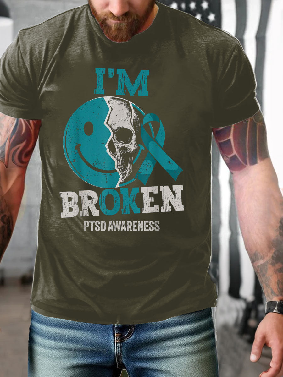 Men's PTSD Awareness Veteran Printed T-shirt