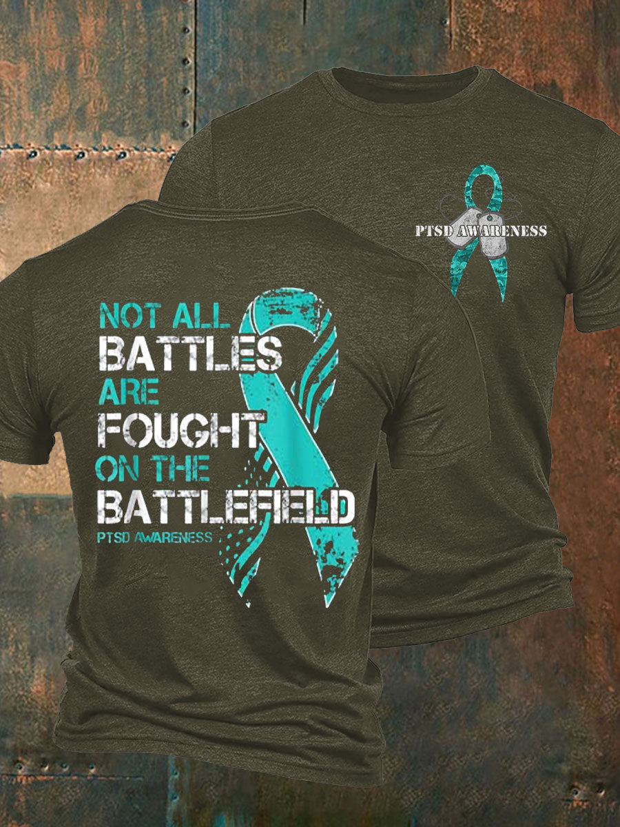 Men's PTSD Awareness Veteran Printed T-shirt