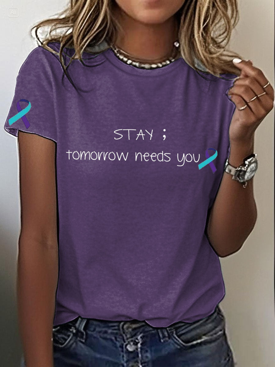 Women's PTSD Awareness Veteran Printed T-shirt