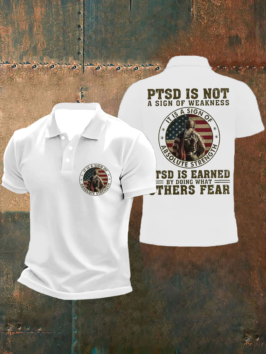 Men's PTSD Awareness Veteran Printed Casual Tops