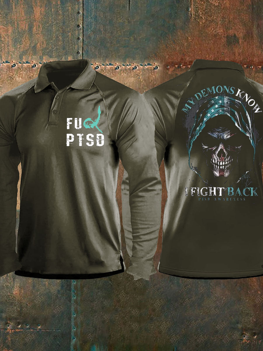 Men's PTSD Awareness Veteran Printed Casual Tops