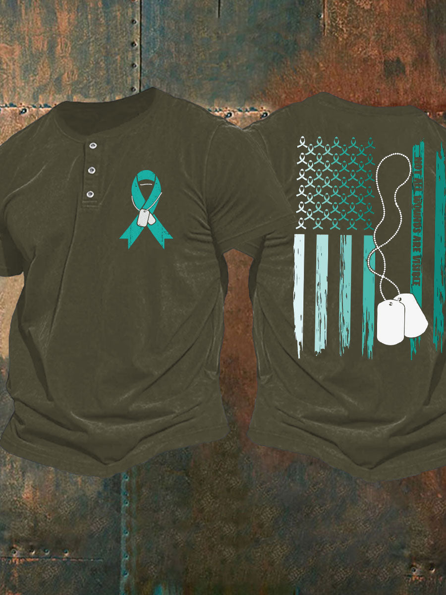 Men's PTSD Awareness Veteran Printed Casual Tops