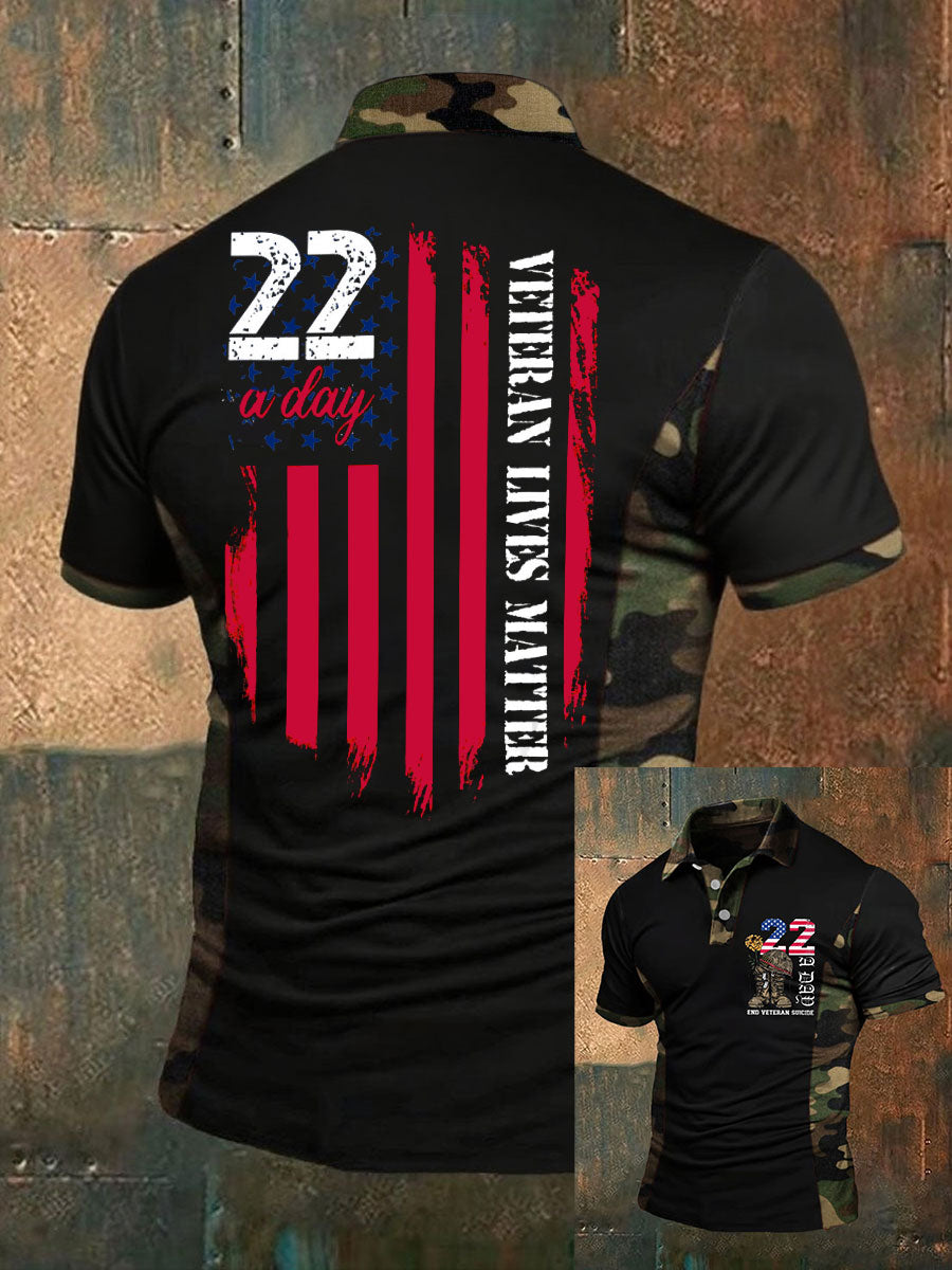 Men's PTSD Awareness Veteran Printed Casual Tops