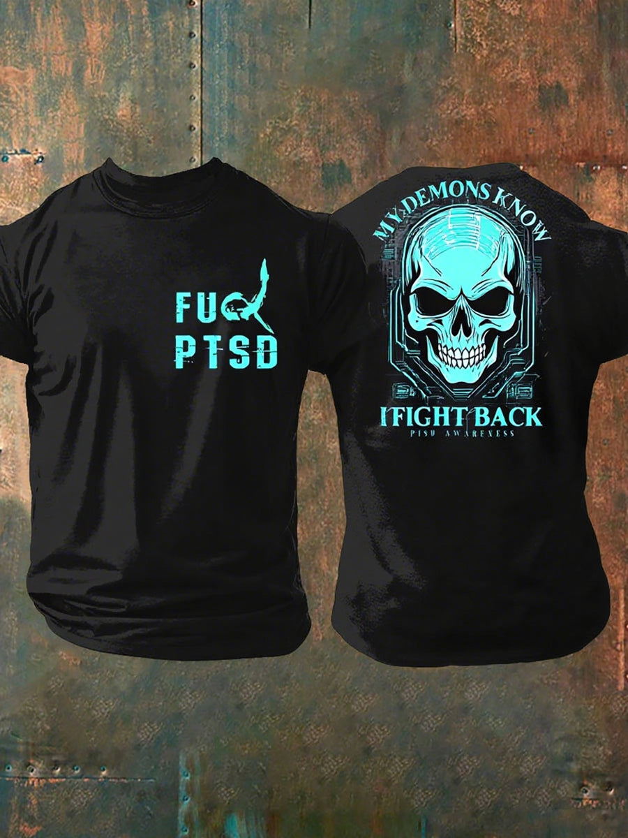 Men's PTSD Awareness Veteran Print Casual T-Shirt