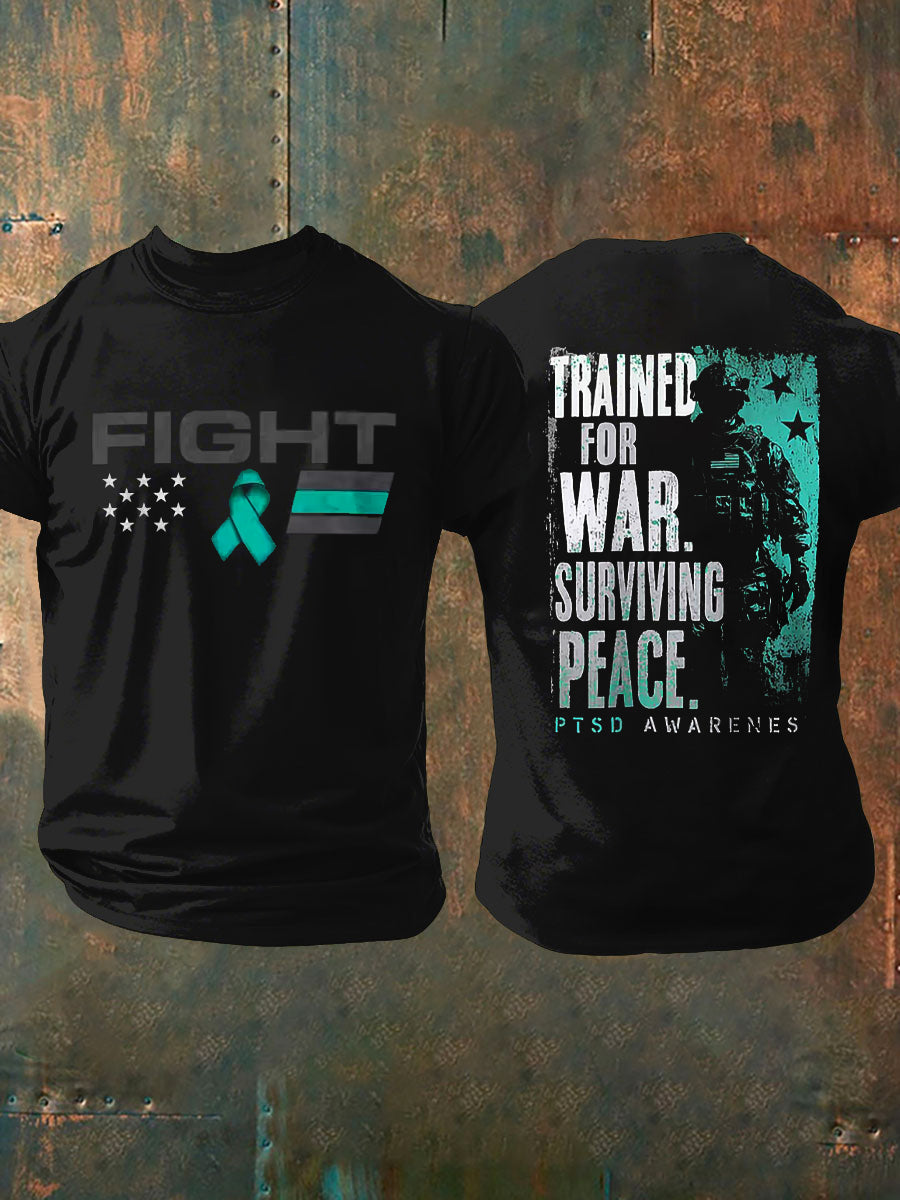 Men's PTSD Awareness Veteran Print Casual T-Shirt