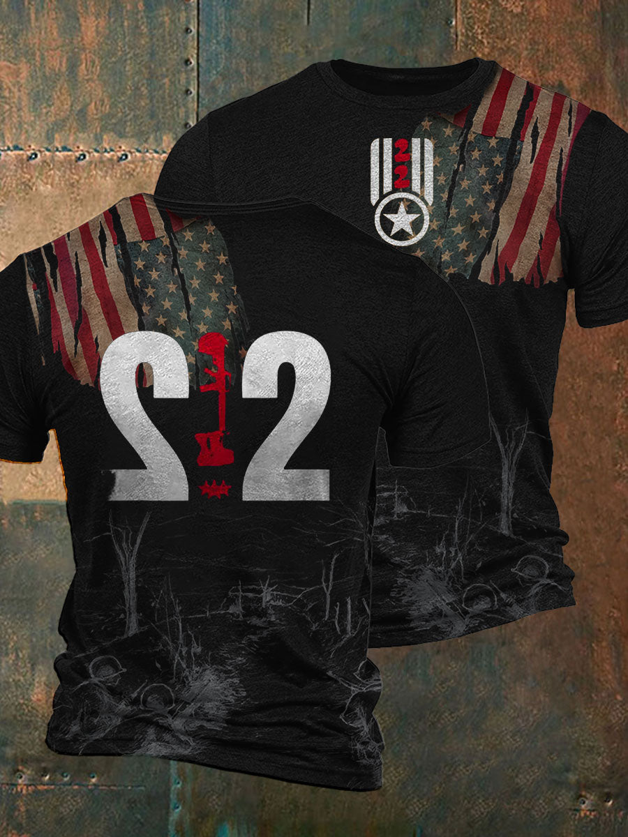 Men's PTSD Awareness Veteran Printed T-shirt