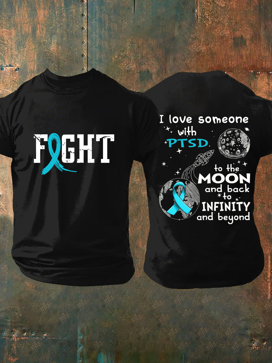 Men's PTSD Awareness Veteran Print Casual T-Shirt