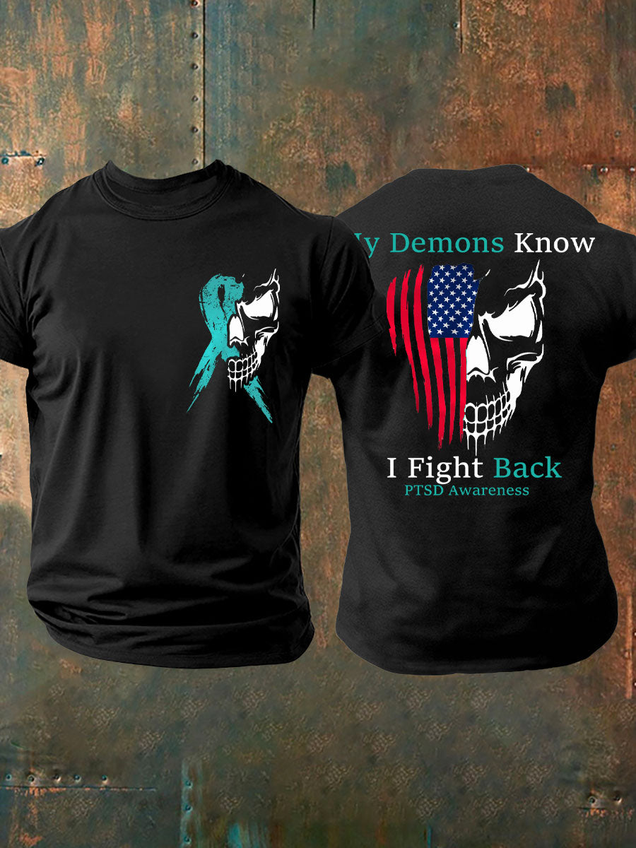 Men's PTSD Awareness Veteran Printed T-Shirt