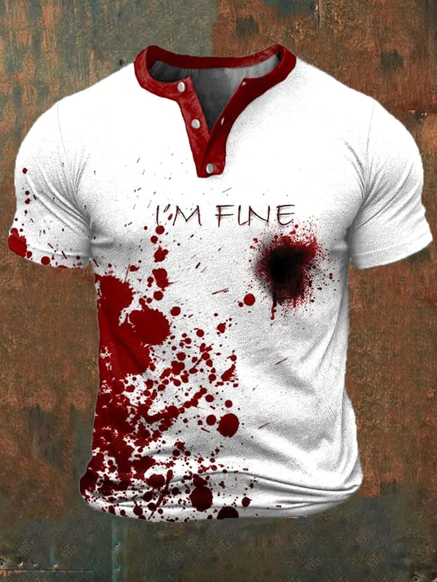 Men's "I'm Fine" Bloody Print Polo Shirt