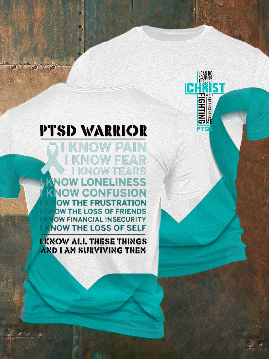 Men's PTSD Awareness Veteran Printed T-shirt