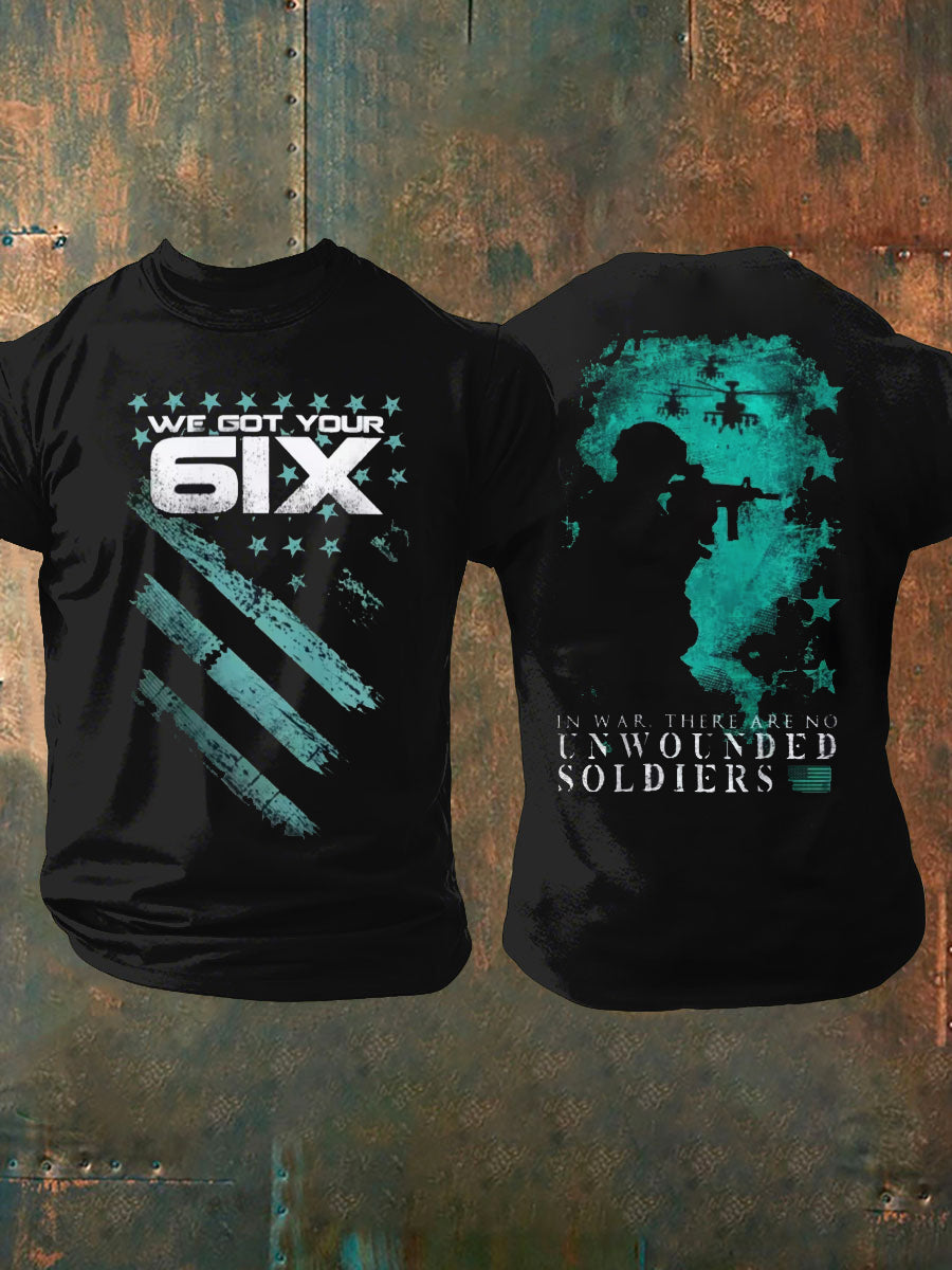 Men's PTSD Awareness Veteran Print Casual T-Shirt