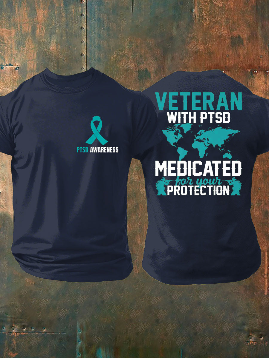 Men's Veteran PTSD Awareness Printed T-shirt