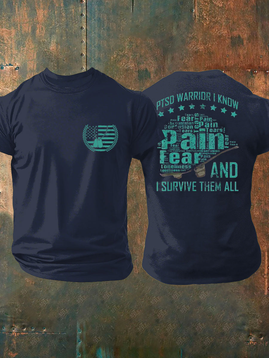 Men's Veteran PTSD Awareness Printed T-shirt