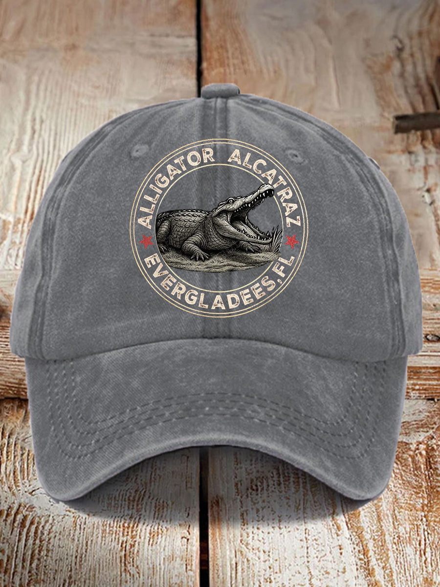 Unisex Retro Alligator Alcatraz Funny Florida Everglades Dark Humor Hat