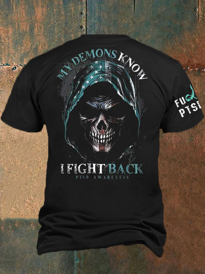 Men's PTSD Awareness Veteran Printed T-shirt